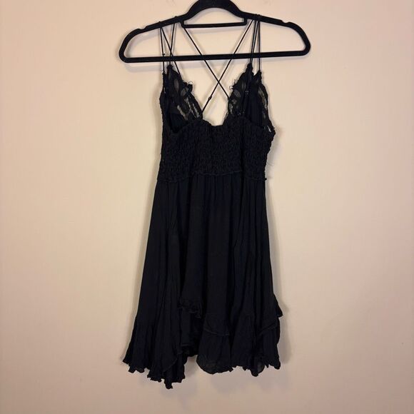 Free People One Black Adella Mini Dress Large - Picture 2 of 7